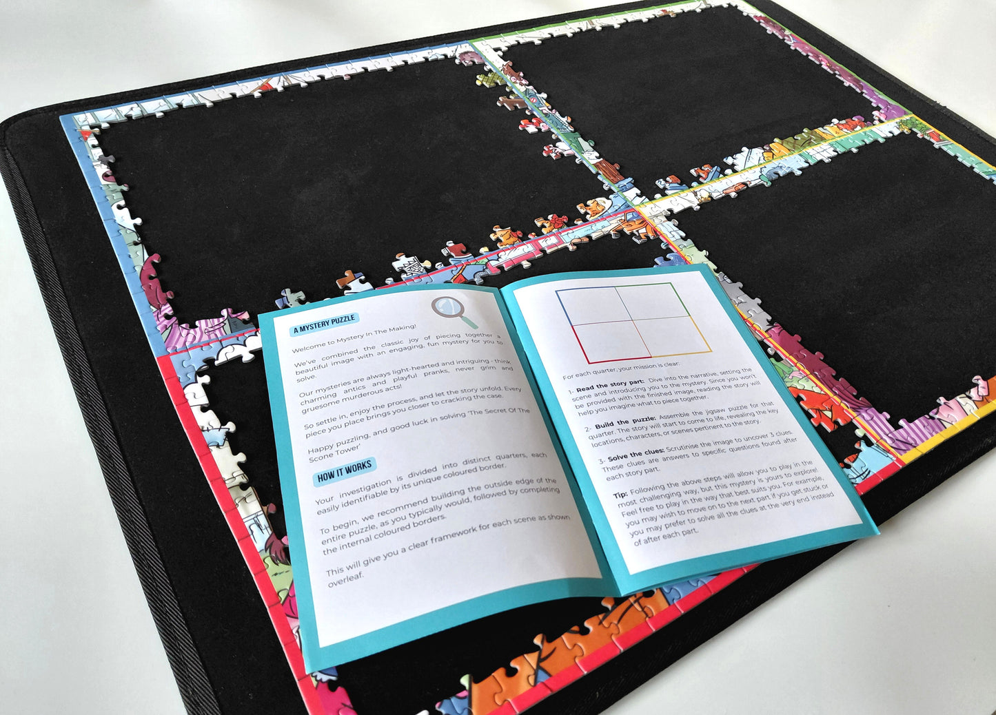 Mystery Jigsaw Puzzle unique frame and instructions